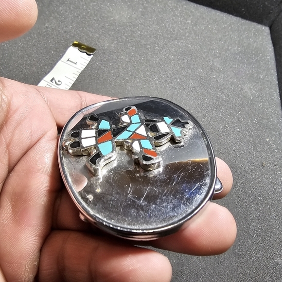 Raintree Silver Tone Oval Shaped Native American Zuni Knifewing Belt Buckle see - Picture 8 of 9